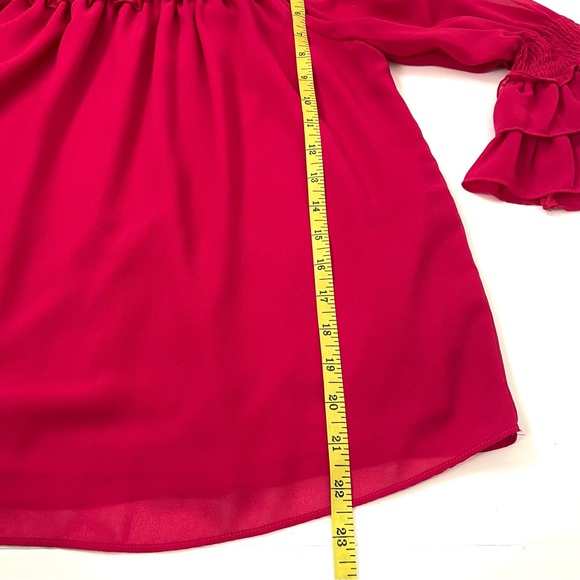 Entro Fuchsia Off The Shoulder Tiered Bell Sleeve Blouse M - Picture 7 of 7